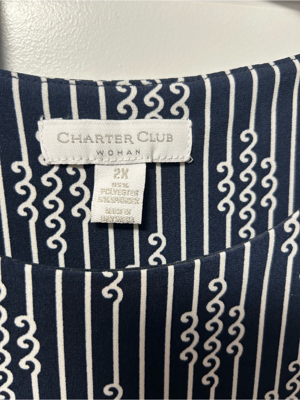 Navy & White Sleeveless Striped Midi Dress charter club 2x - Picture 3 of 4